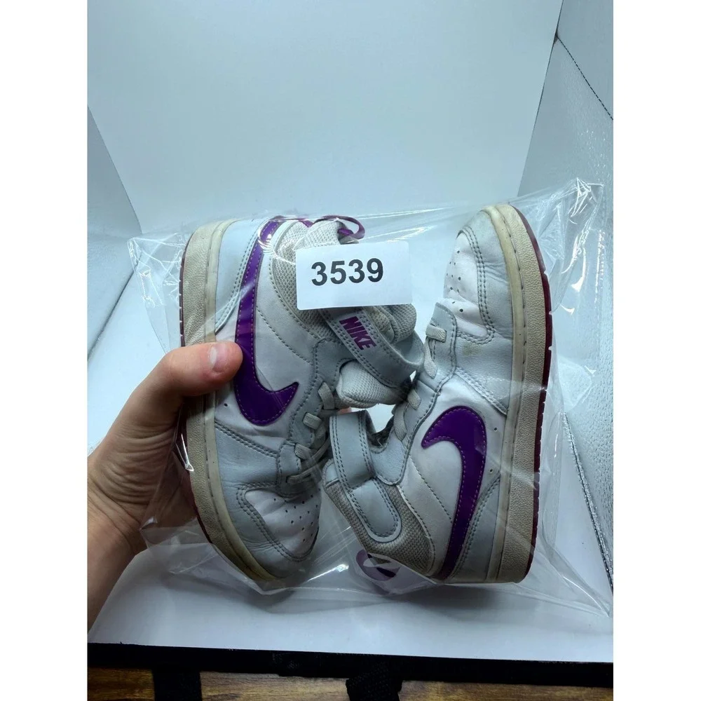 Nike Court Borough Mid 2 PS CD7783-009 Kid 13 Pure Platinum Purple Leather Shoes